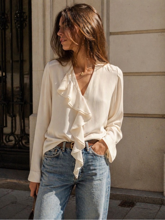 Theory Tops - Theory Silk Georgette Jastrid Ruffle Blouse